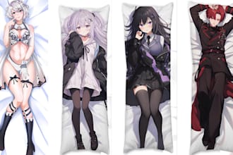 do dakimakura illustration, body pillow art, anime oc, anime fan art, vtuber oc