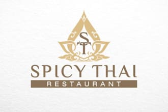 design a vintage thai restaurant logo for your food brand or eatery
