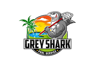 create exclusive and marvelous shark and pool service logo design