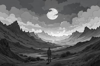 draw the landscape illustration or concept art