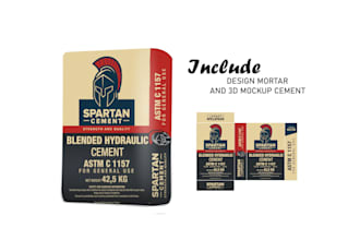 do packaging cement bag, woven artwork an 3d mockup