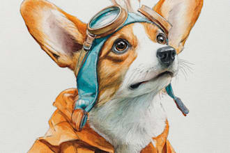 draw realistic watercolor animal pet