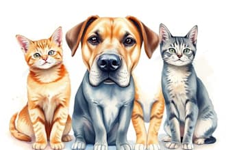 paint dog, cats, whatever pet portrait with watercolor