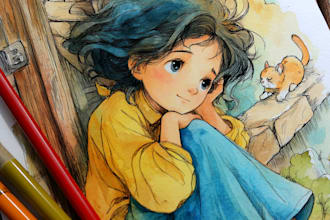 illustrate watercolor children book illustration