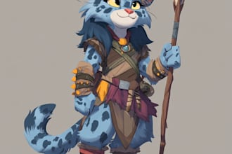 create a design furry anthro character with unique pose