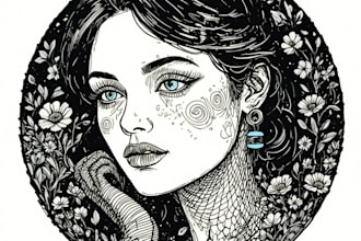 create artistic linocut illustration in my style