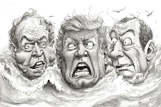 design political cartoon and editorial cartoon, caricature