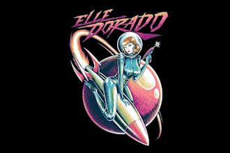 design stand out pinup space girl logo