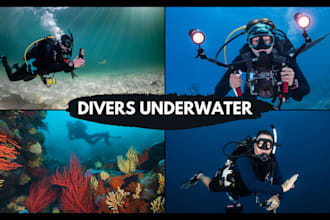 do underwater photos of people, scuba and marine life
