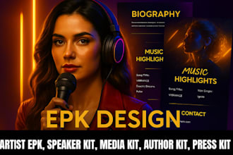 design artist epk, speaker kit, media kit, author kit, press kit and one sheet