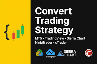 convert trading strategy on mt5, tradingview, sierra chart, ninjatrader, ctrader