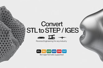 do reverse engineering from 3d scan, stl to step, mesh to cad file