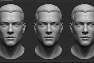 3d face model character head sculpt realistic head for 3d printing and rendering