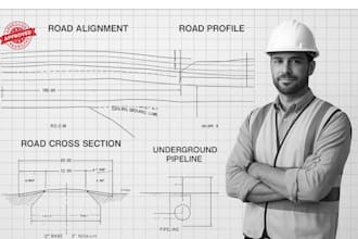 road alignment, road profile, road cross section, pipe line
