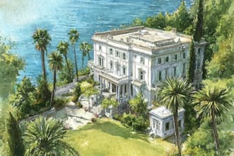 draw original watercolor landscape or architecture art