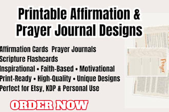 design printable affirmation motivational scripture flashcard and prayer journal