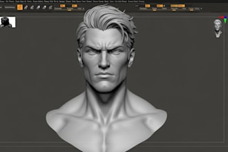 sculpt realistic 3d head bust modeling digital human head game character head