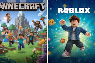 draw a fully illustrated minecraft, roblox or cartoon banner
