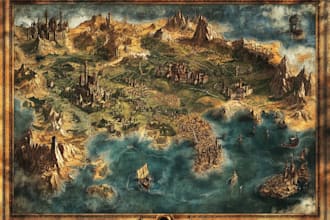 do fantasy world map illustration regional city map