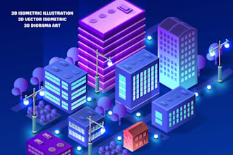 create detailed 3d isometric vector illustrations and diorama scenes