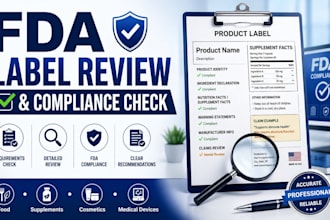 review your product label for fda compliance and regulatory requirements