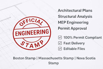 draw stamp architectural structural mep engineering plans for USA city permit