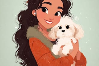 draw  pets portrait illustration in  style