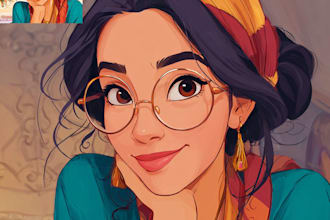 do cute disney cartoon portrait
