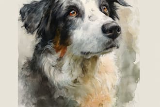 create a custom watercolor pet portrait or pet painting