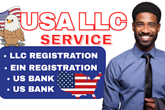 open llc, ein registration in USA with US bank, wyoming, delware, florida llc