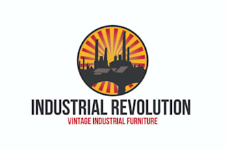 design a vintage industrial logo for your factory, workshop, or business