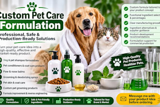 formulate custom pet care products, dog shampoo and grooming formulas