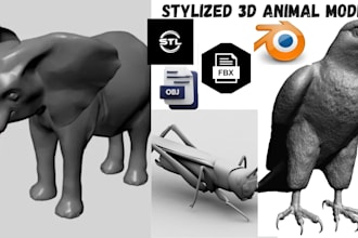 create 3d animal model, dragons 3d monster and 3d insect for 3d printin and game
