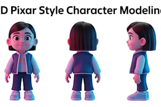 design 3d cute character, animal, cartoon characters in pixar style