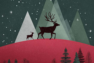 draw a beautiful illustrated christmas card