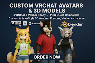 draw vrchat furry avatar fursona 3d model game avatar for pc or quest