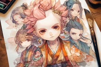 design a digital watercolor character