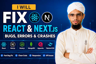 debug and fix reactjs or nextjs errors and crashes
