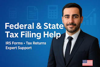 help with federal tax filing, state tax filing, tax returns, and irs forms