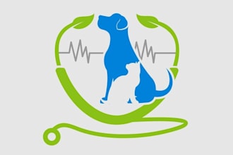 do modern pet, dog, cat, animal and veterinary clinic logo design
