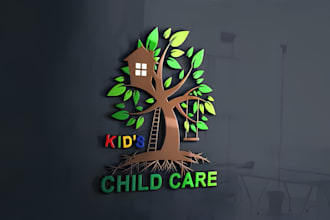 design modern childcare, education kids and children logo