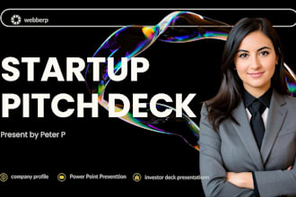 design startup pitch deck, company profile, investor deck presentation, ppt