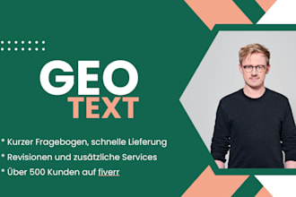 write german GEO optimized texts prepared for ai searches
