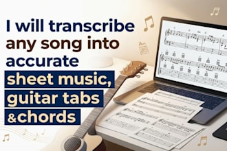transcribe any song into quality accurate sheet music guitar tabs and chords