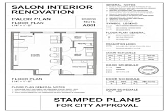 provide new york salon interior renovation stamped plans for city approval