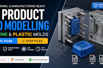 design 3d product cad modelling, silicone, plastic molds with stl, step files