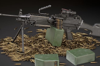 create 3d gun, sci fi gun, and realistic 3d weapon asset model for game, film