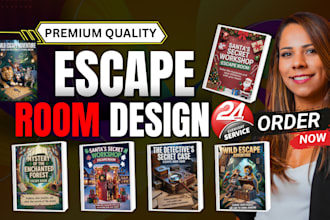 create holiday escape room games with stories cut and play puzzles for team, kid