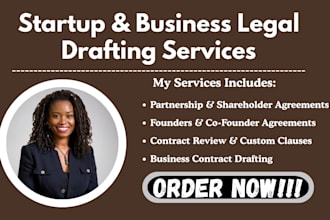 draft and review founders and cofounders agreement for your startup business