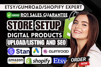 setup etsy shop gumroad etsy digital products seo stan store etsy online store